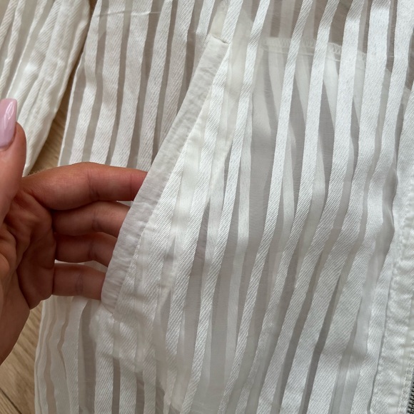 Zara White Stripe Sheer Jacket XS Chic - Picture 2 of 9